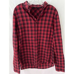 Armani Exchange A|X Red & Black‎ Plaid Long Sleeve Casual Button-Up Shirt